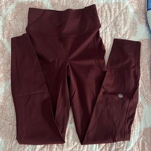 lululemon size 2 wunder train leggings in shade mulled wine.